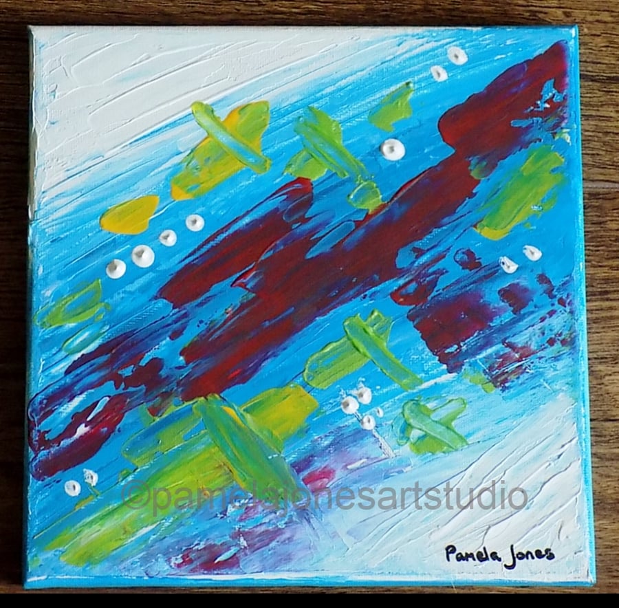 Abstract Acrylic Painting, on 20 x 20 cm Stretched Canvas, No Title