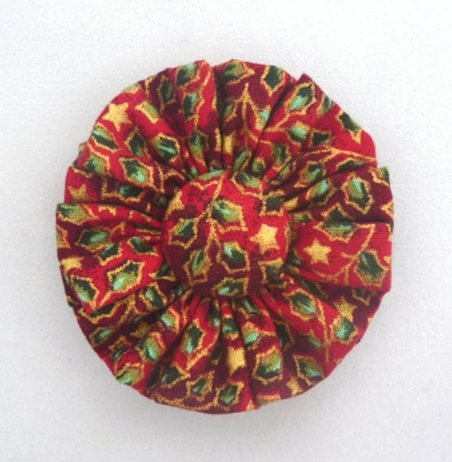 Christmas Brooch In Festive Fabric 