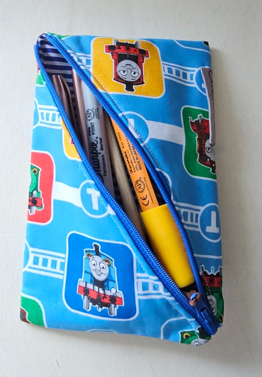 Fun printed fabric pencil case.