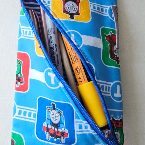 Fun printed fabric pencil case.