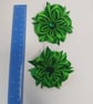 Forest Green Hair Slides with Rhinestone Centre - Elegant Satin Fabric Blooms - Image 4