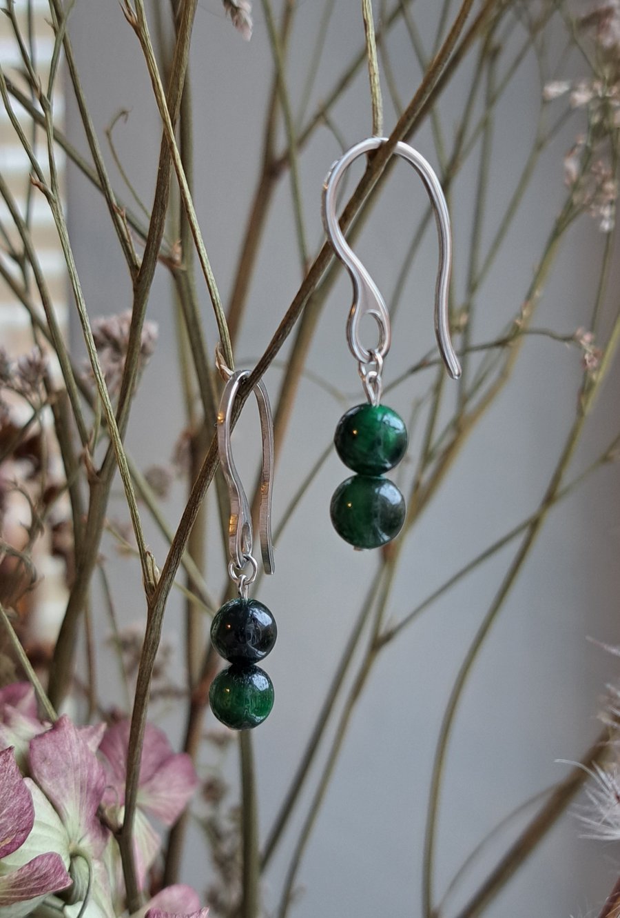 Green Tigers Eye Earrings