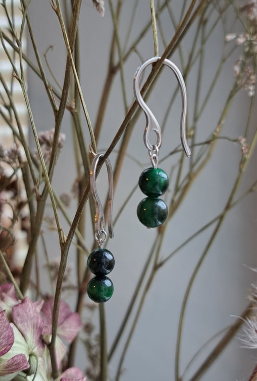 Green Tigers Eye Earrings