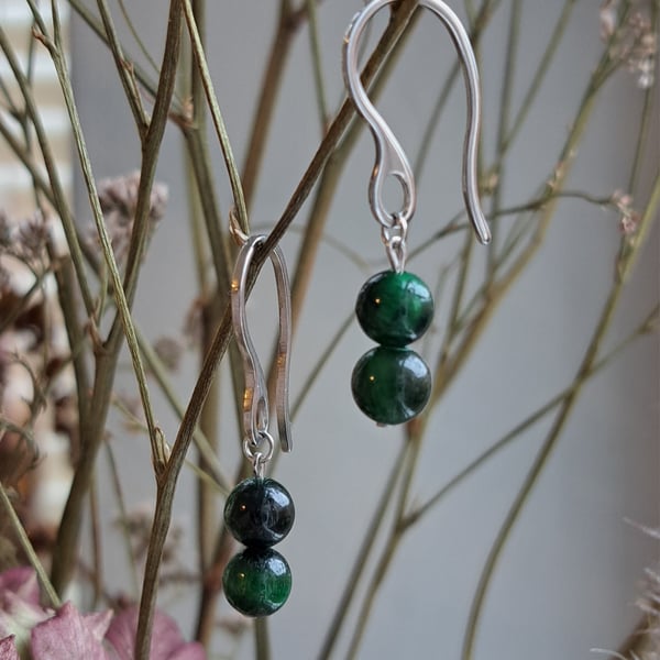 Green Tigers Eye Earrings