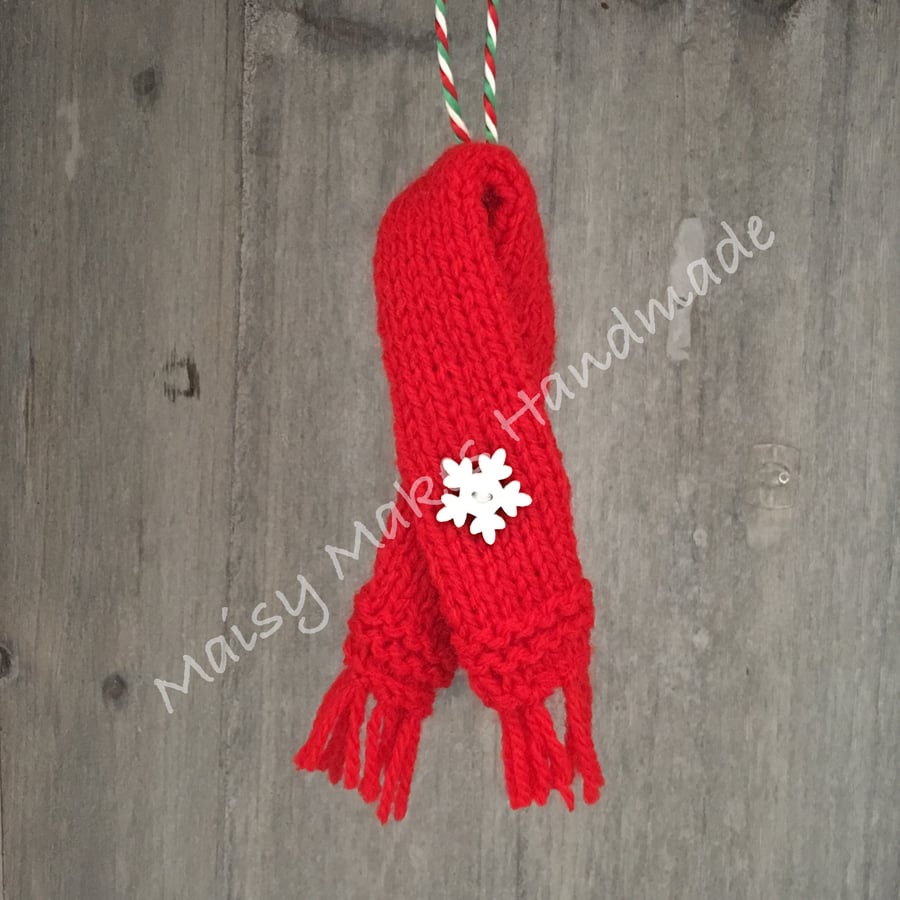 Winter Woolly Scarf - Handmade Wool Decoration in Red