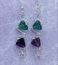 Wire zigzag earrings with fluorite stone triangles - Image 3
