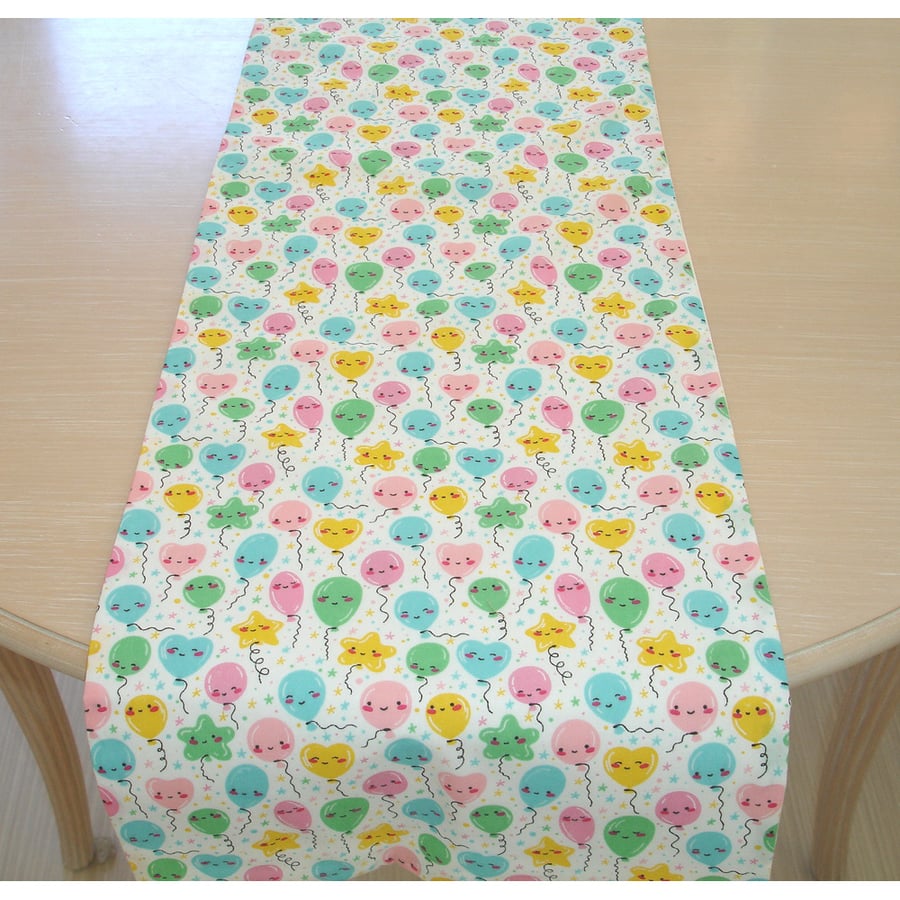4ft Table Runner Balloons Pink Blue Green and Yellow Baby Shower Nursery