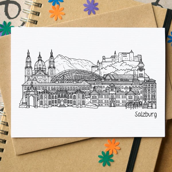 Salzburg Skyline Greetings Card