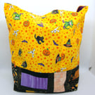 Halloween Trick or Treat Bag, Handmade Pumpkin Cat Tote