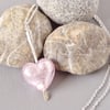 Cupids Arrow Pale Pink Murano Heart Pendant on Sterling Silver Arrow with Chain 