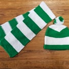 Diane's assic Green & White Stripe Scarf and Hat Set (Age 2-3 years)