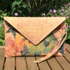 Clutch bag, floral with natural cork