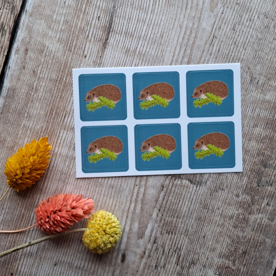 Hedgehog (new design) Envelope Stickers - Set of 6