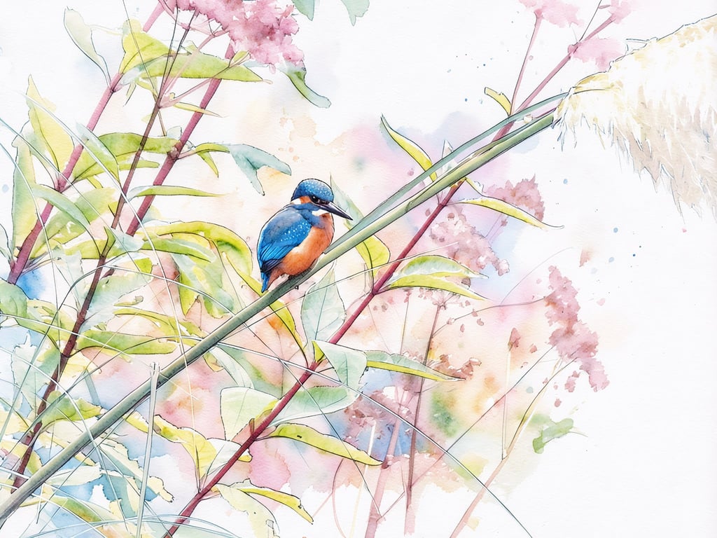 Kingfisher Reeds Norfolk Greeting Card A5