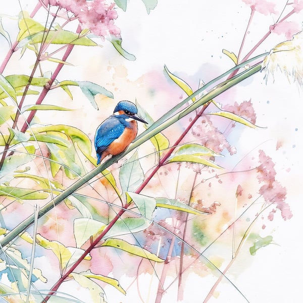 Kingfisher Reeds Norfolk Greeting Card A5