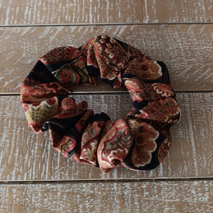 Black, orange and gold scrunchie 