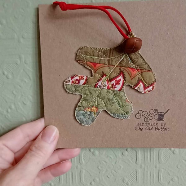 Oak leaf decoration - upcycled vintage style keepsake