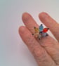 Adjustable Cocktail Ring With Mixed Colour Crystal Flower, Gift for Her, Ring - Image 1