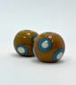 Handmade brown and turquoise lamp work glass beads - Image 3