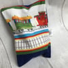 Reusable snack bag with food safe lining. Train lovers
