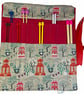 Straight knitting needle case with pandas , needle roll, storage case, knitting  - Image 1