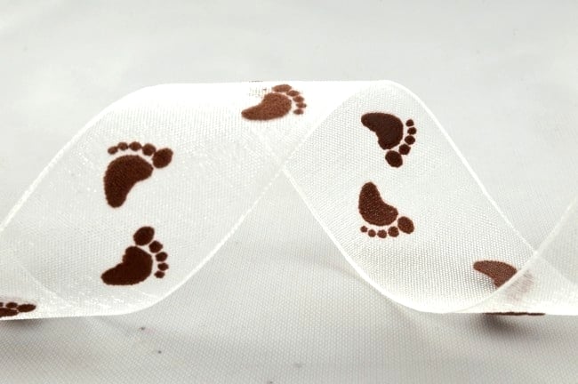 Baby footprint organza ribbon x 5 Metres 