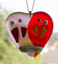 Lovebirds - Lilac and Red Fused Glass - 6174 - Image 4