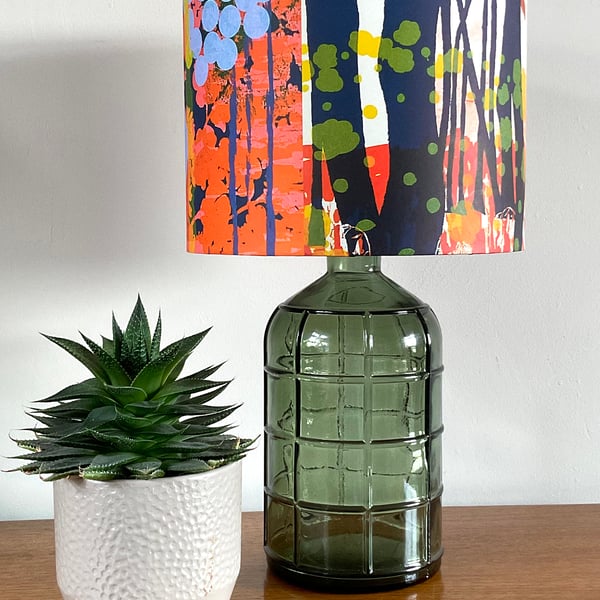 Lampshade with yellow flowers abstract design
