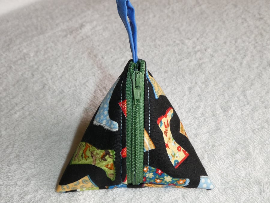  Stitch Marker Holder. Mini Pyramid Purse. Sewing Notions Holder. Wellies
