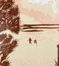 Wells-Next-The-Sea Lino Print, Beach Print, Hand Printed, Evening Colours, handp - Image 4