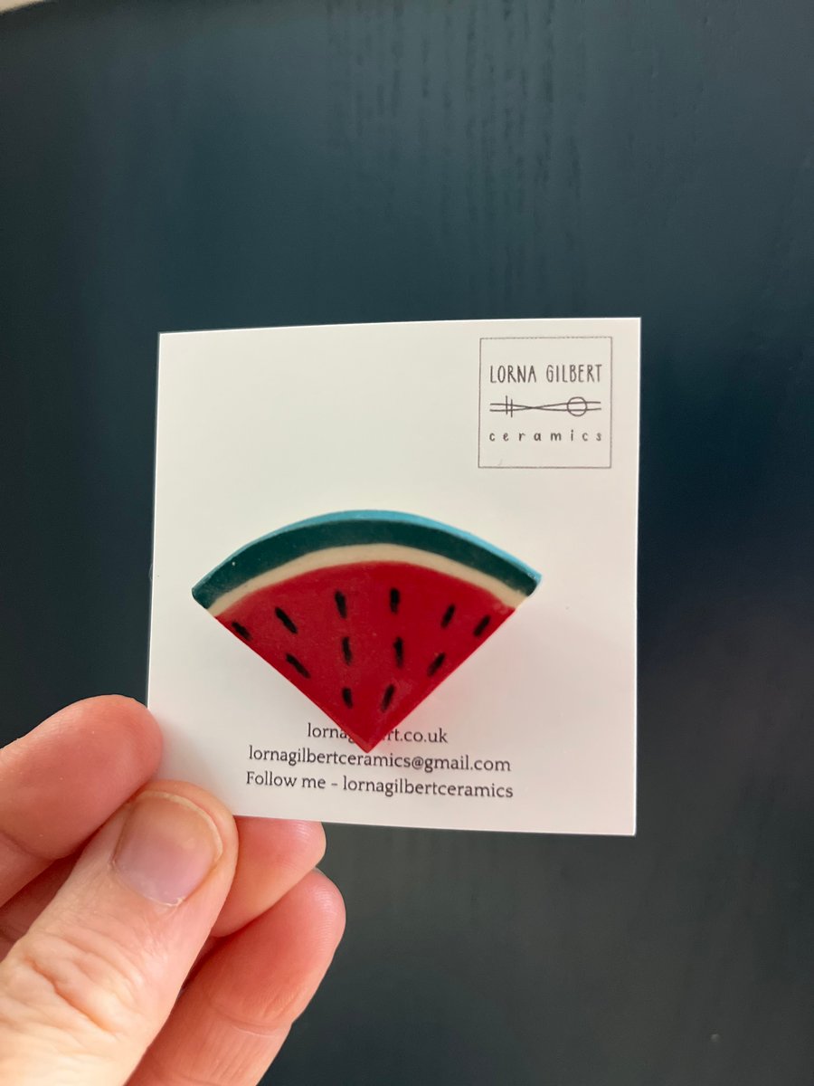 Ceramic brooch - Handmade watermelon, fundraiser 