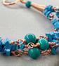Unisex Sleeping Beauty Turquoise Gemstone Chip & Copper Twisted Bracelet - Image 5
