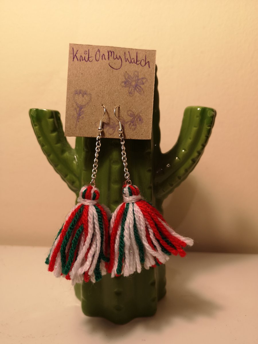 Christmas colour theme tassel earrings 