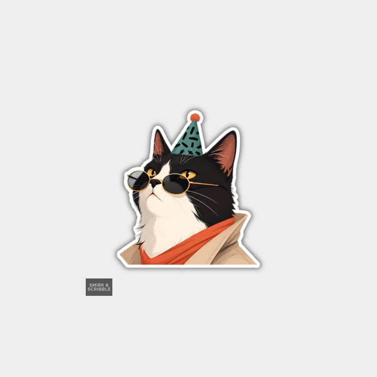 Funny Novelty Vinyl Sticker - Birthday Cat 