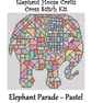 Elephant Parade Cross Stitch Kit Pastel Size Approx 7" x 7"  14 Count Aida