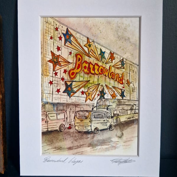 Barrowland Ballroom,Glasgow Archival Print of Original Artwork 5 x 7inch mounted