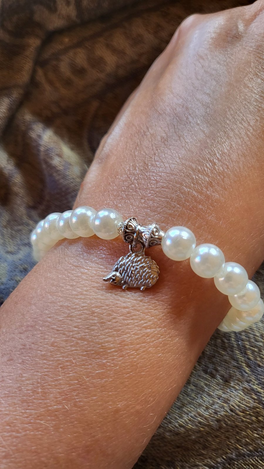 Handmade faux pearl charm bracelet