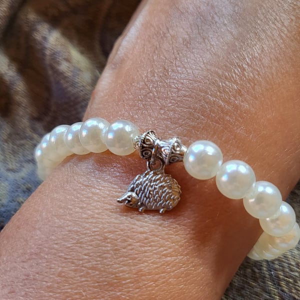 Handmade faux pearl charm bracelet