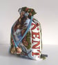 Kent illustrated drawstring bag upcycled from a vintage tea towel