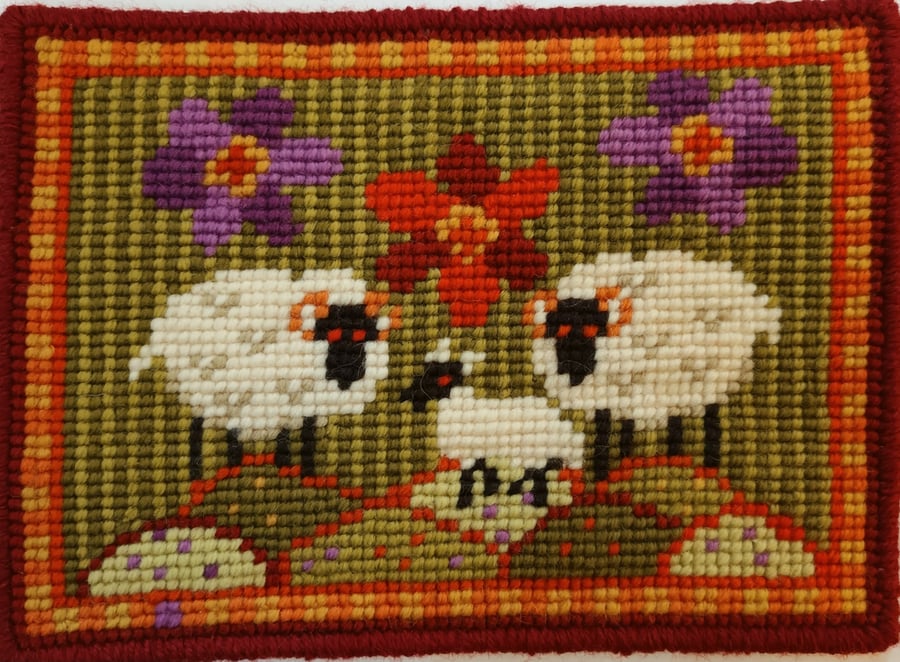 Wee Three Sheep Tapestry Kit, Counted Cross-stitch,  Spring,  Easter, New Baby 