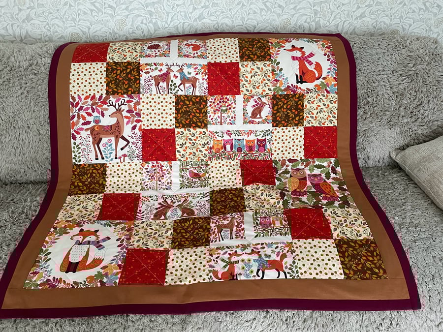 Handmade Patchwork Quilt in Autumn colours