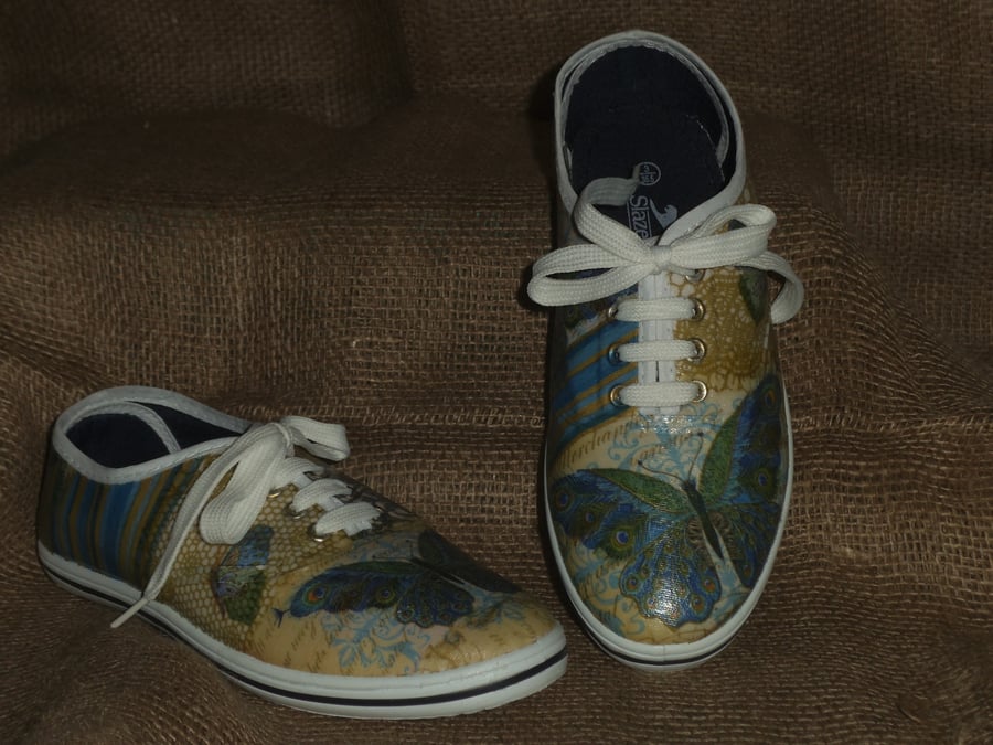 Decorated Shoes MADE TO ORDER Butterfly Lace Unique Summer Canvas Sizes 3 to 9  