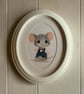 Original Mouse Acrylic Painting in Vintage Oval Frame, Woodland Nursery Art