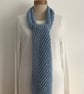 COTTON scarf. ' Breeze'. Lightweight , all-seasons. Sky blue. - Image 6
