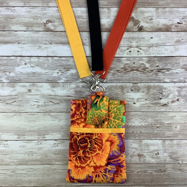 Cabbages lanyard pouch, Floral Phone, Glasses, Detachable lanyard, Handmade