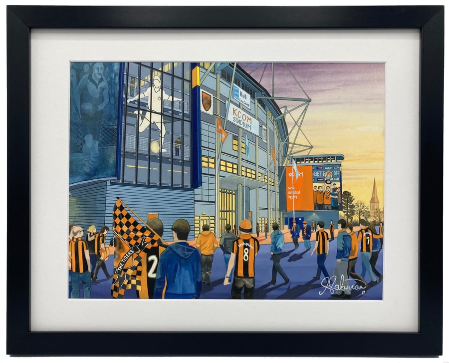 Hull City F.C, KCOM Stadium, High Quality Framed Football Art Print.