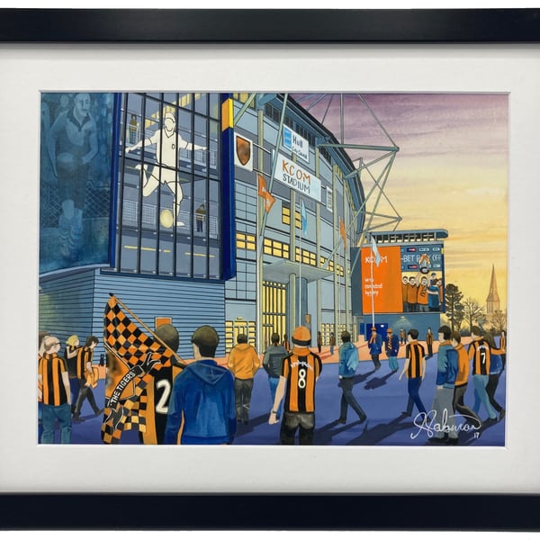 Hull City F.C, KCOM Stadium, High Quality Framed Football Art Print.