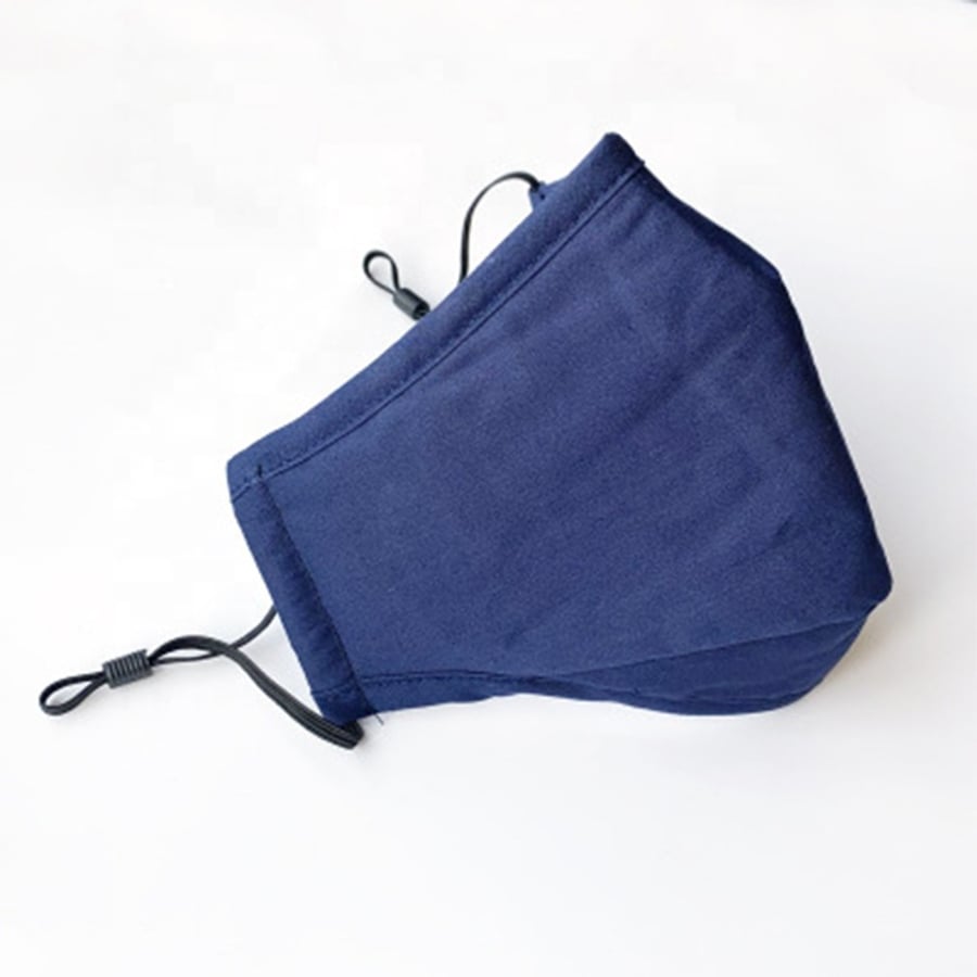 Navy Blue Cotton Face Mask , Nose Wire , Filter Pocket, Washable Unisex Mask