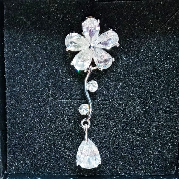 Crystal Flower Pin Brooch 