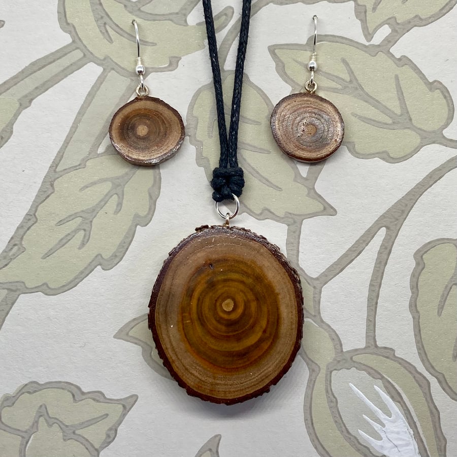 Smokebush pendant and earrings set - pruned from the garden